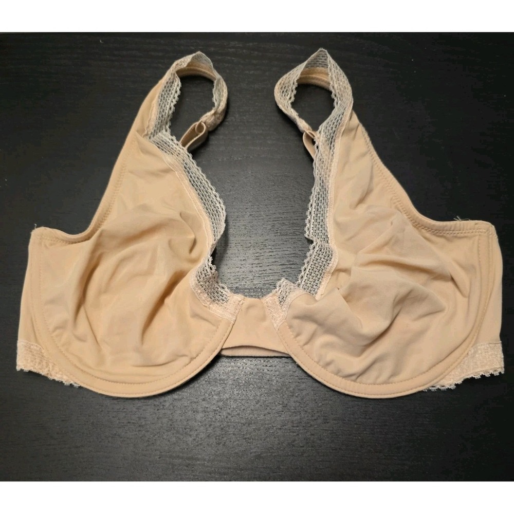 NOS 2014 Victorias Secret Women Unlined Demi Bra 34DD Nude Beige Lace Trim Comfy